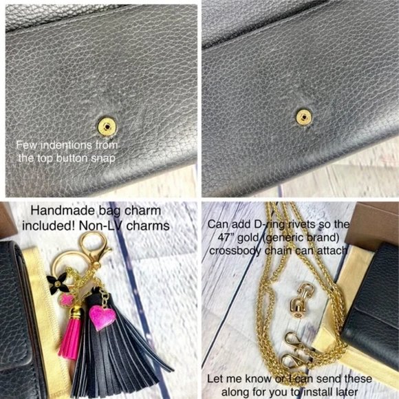 ⭐️Louis Vuitton Capucines black leather wallet or crossbody with bag charm - Picture 6 of 16